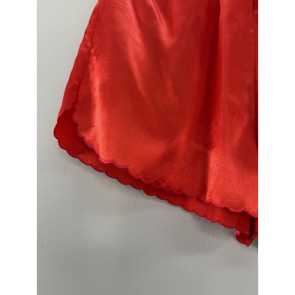 Vintage Liz Claiborne Women M Red Satin Kimono Sleep Set Embroidered Floral Sexy - Picture 8 of 11